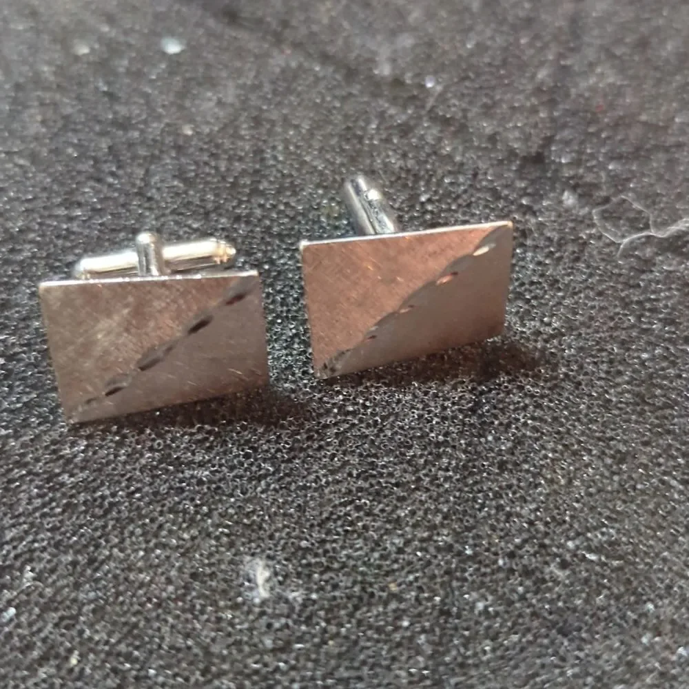 Vtg 925‎ Sterling Silver ANSON Diamond Cut Center Design Unique Cufflinks 10g